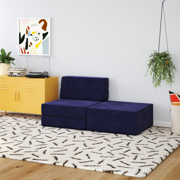 The Flower Ottoman Pouf Comfort Floor Seat and Footrest - Blue