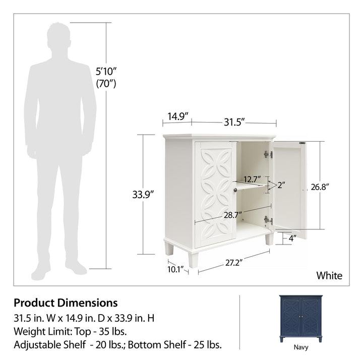Celeste Double Door Accent Cabinet - White