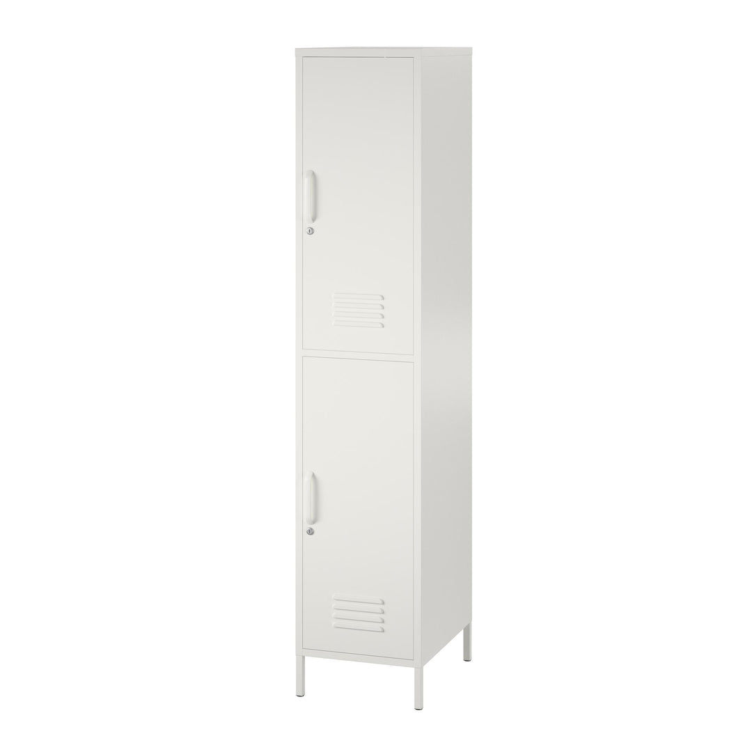 Shadwick 2 Door Single Metal Locker Style Storage Cabinet - White