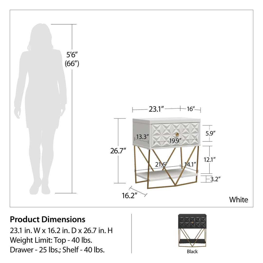 Art Deco Style Accent Table -  Black