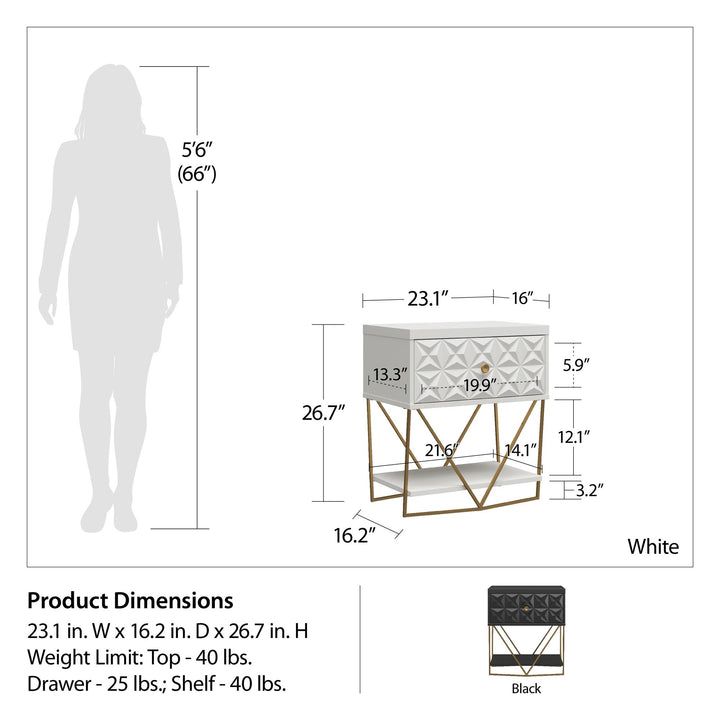Art Deco Style Accent Table -  Black