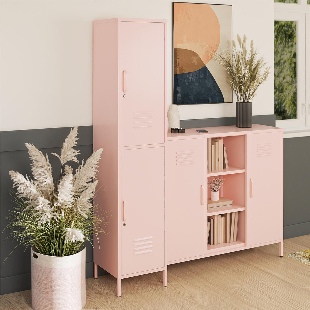 Shadwick 2 Door Single Metal Locker Style Storage Cabinet - Pale Pink