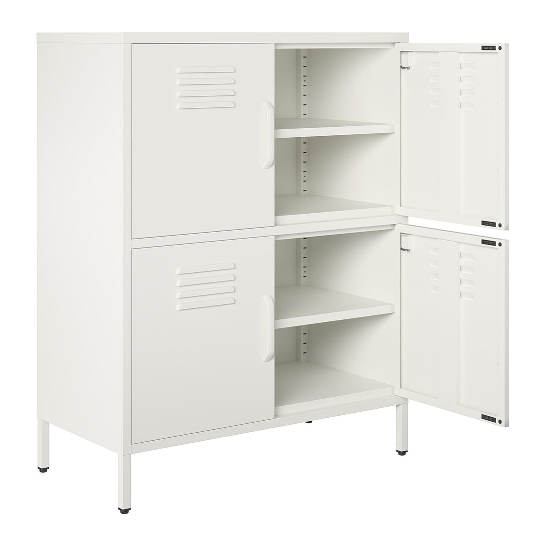 Shadwick 4 Door Metal Locker Style Accent Storage Cabinet - White
