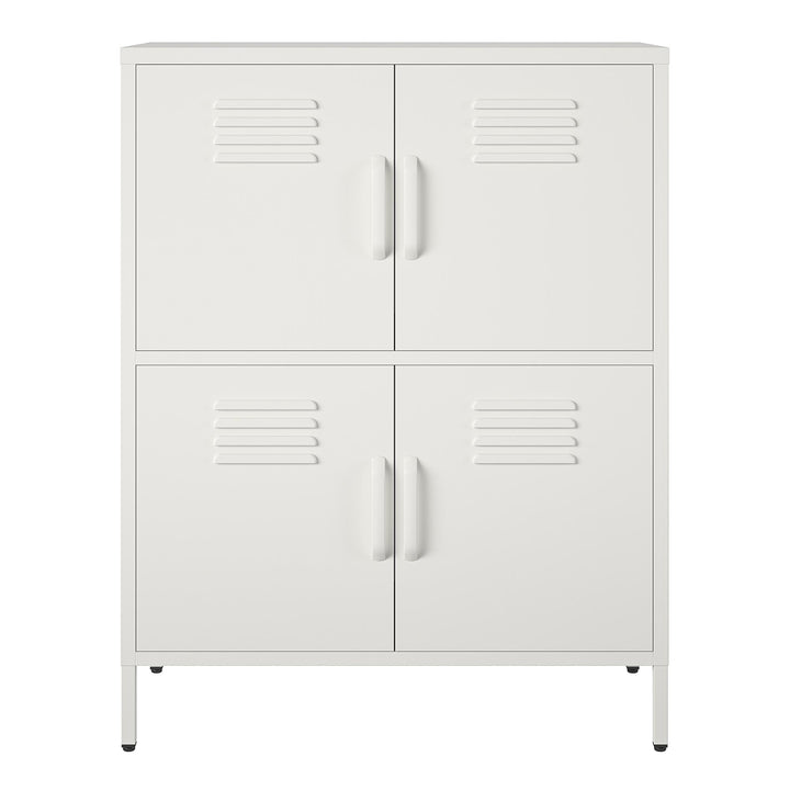 Shadwick 4 Door Metal Locker Style Accent Storage Cabinet - White