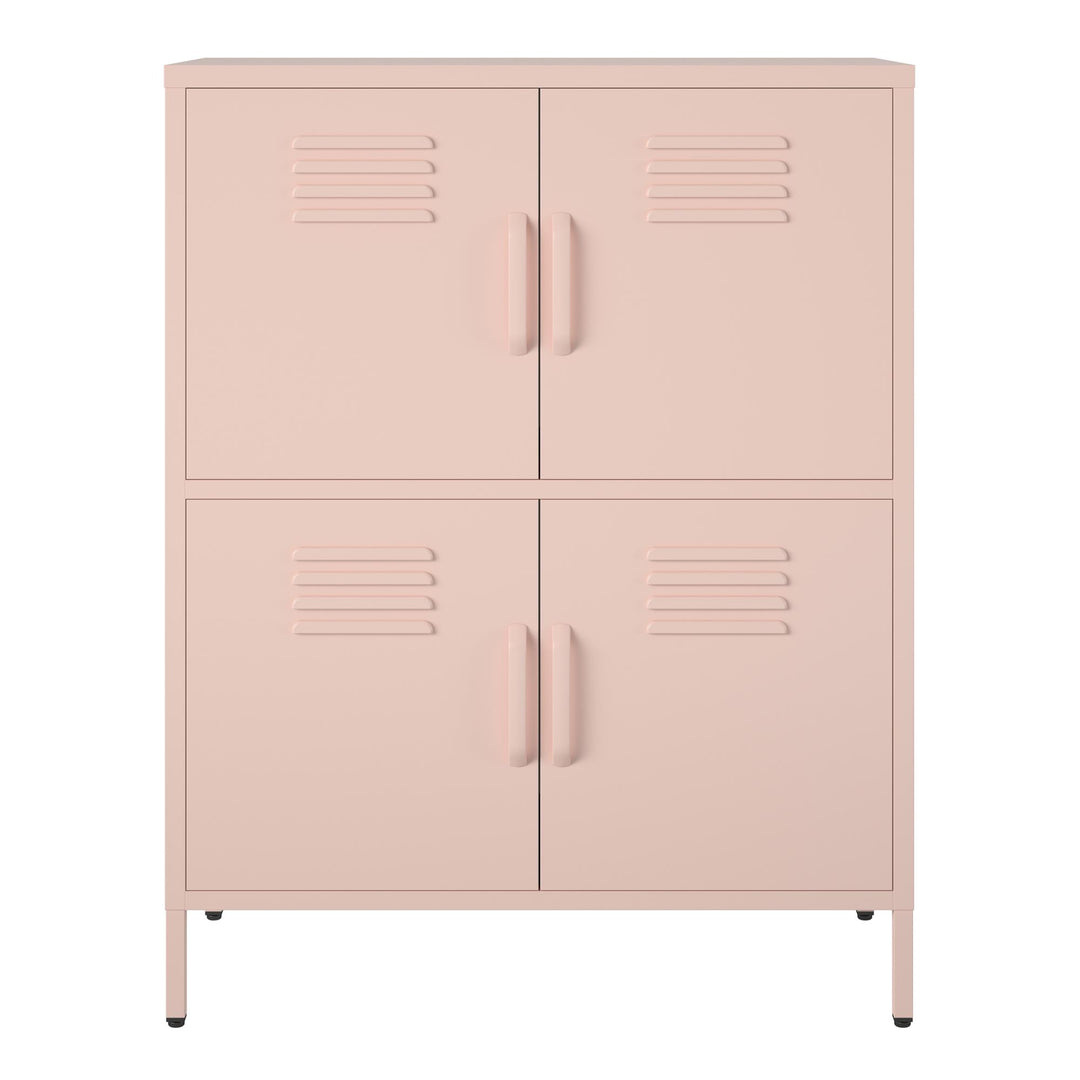 Shadwick 4 Door Metal Locker Style Accent Storage Cabinet - Pale Pink
