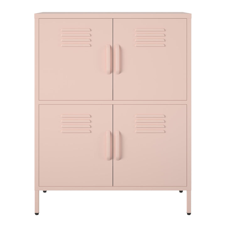 Shadwick 4 Door Metal Locker Style Accent Storage Cabinet - Pale Pink