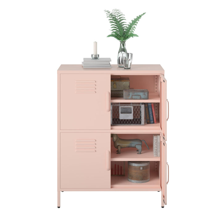 Shadwick 4 Door Metal Locker Style Accent Storage Cabinet - Pale Pink