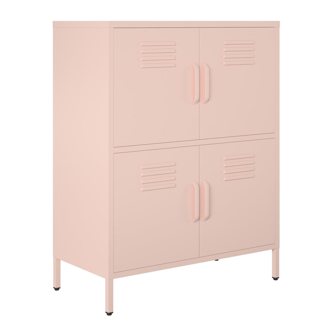Shadwick 4 Door Metal Locker Style Accent Storage Cabinet - Pale Pink