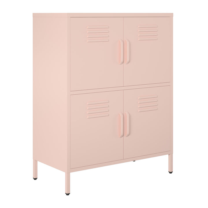 Shadwick 4 Door Metal Locker Style Accent Storage Cabinet - Pale Pink