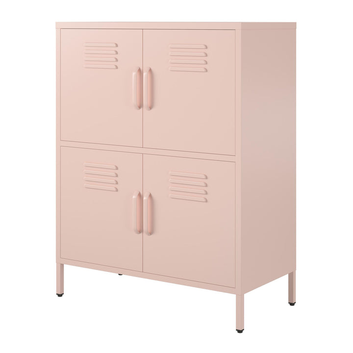 Shadwick 4 Door Metal Locker Style Accent Storage Cabinet - Pale Pink