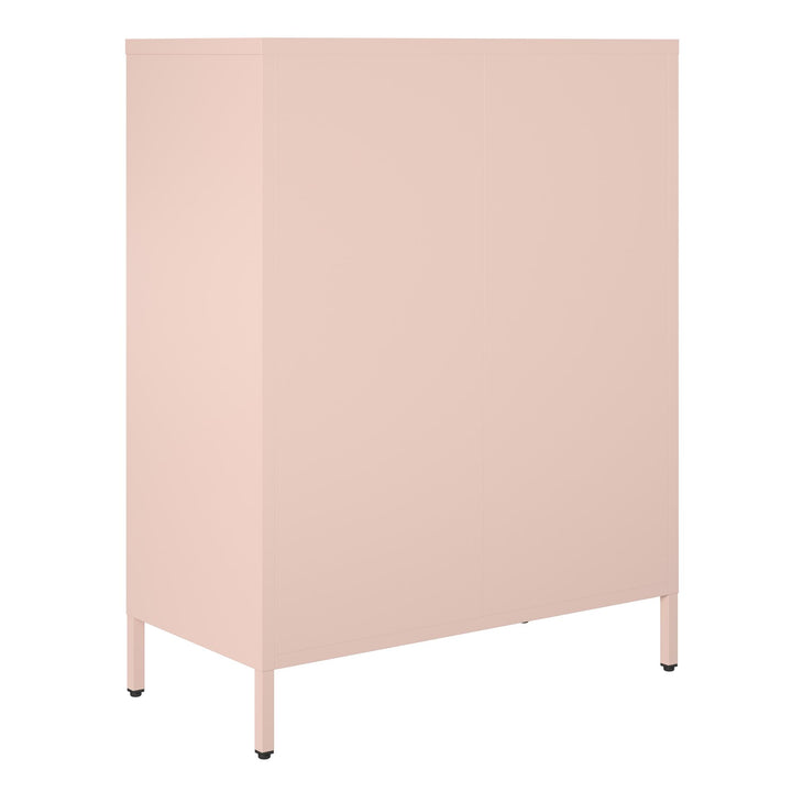 Shadwick 4 Door Metal Locker Style Accent Storage Cabinet - Pale Pink