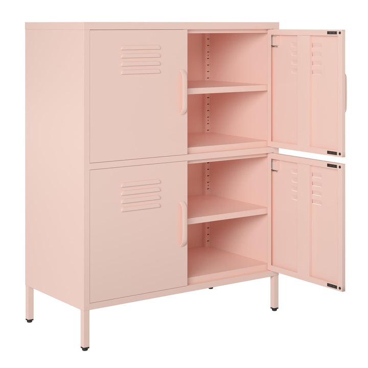 Shadwick 4 Door Metal Locker Style Accent Storage Cabinet - Pale Pink