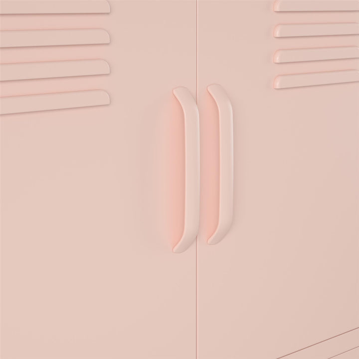Shadwick 4 Door Metal Locker Style Accent Storage Cabinet - Pale Pink