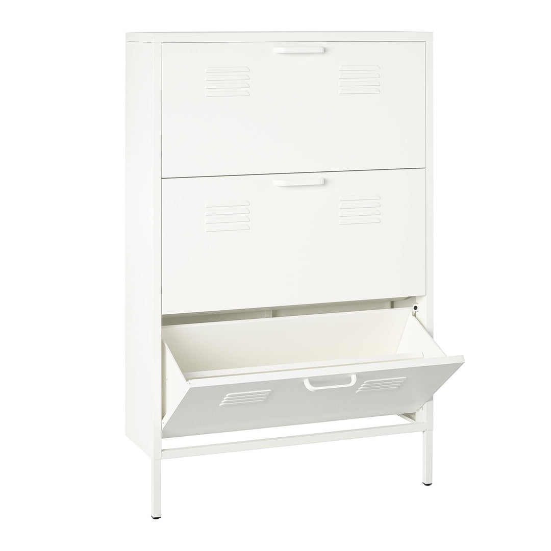Shadwick 3 Door Locker Style Metal Shoe Storage Cabinet - White