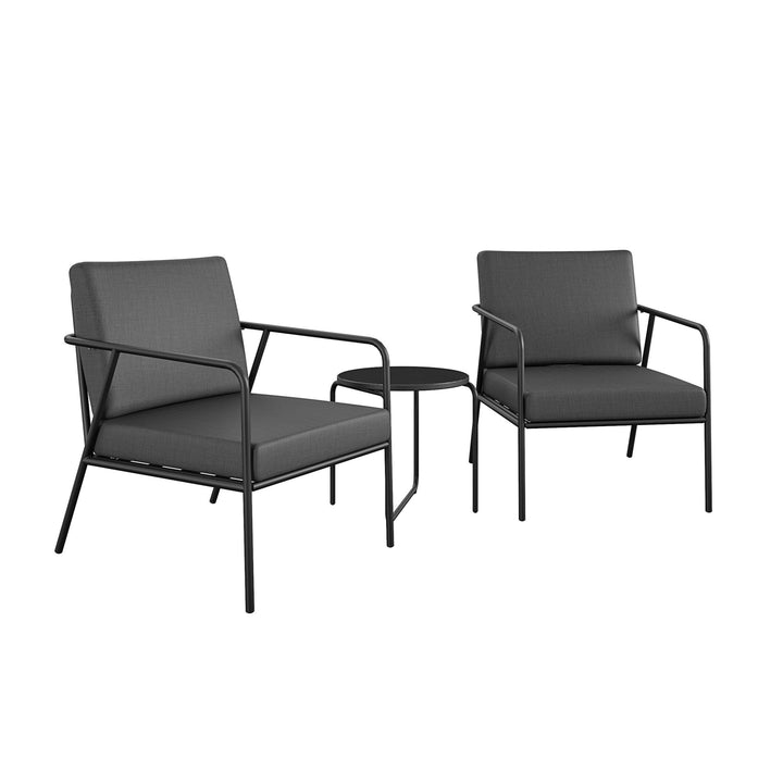 Modern Cushioned Outdoor Lounge Armchairs, Set of 2 - Dark Gray