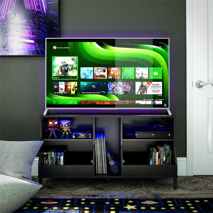 Falcon Youth Gaming TV Stand with ARGB LED Lights - Matte Black