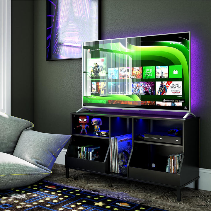 Falcon Youth Gaming TV Stand with ARGB LED Lights - Matte Black