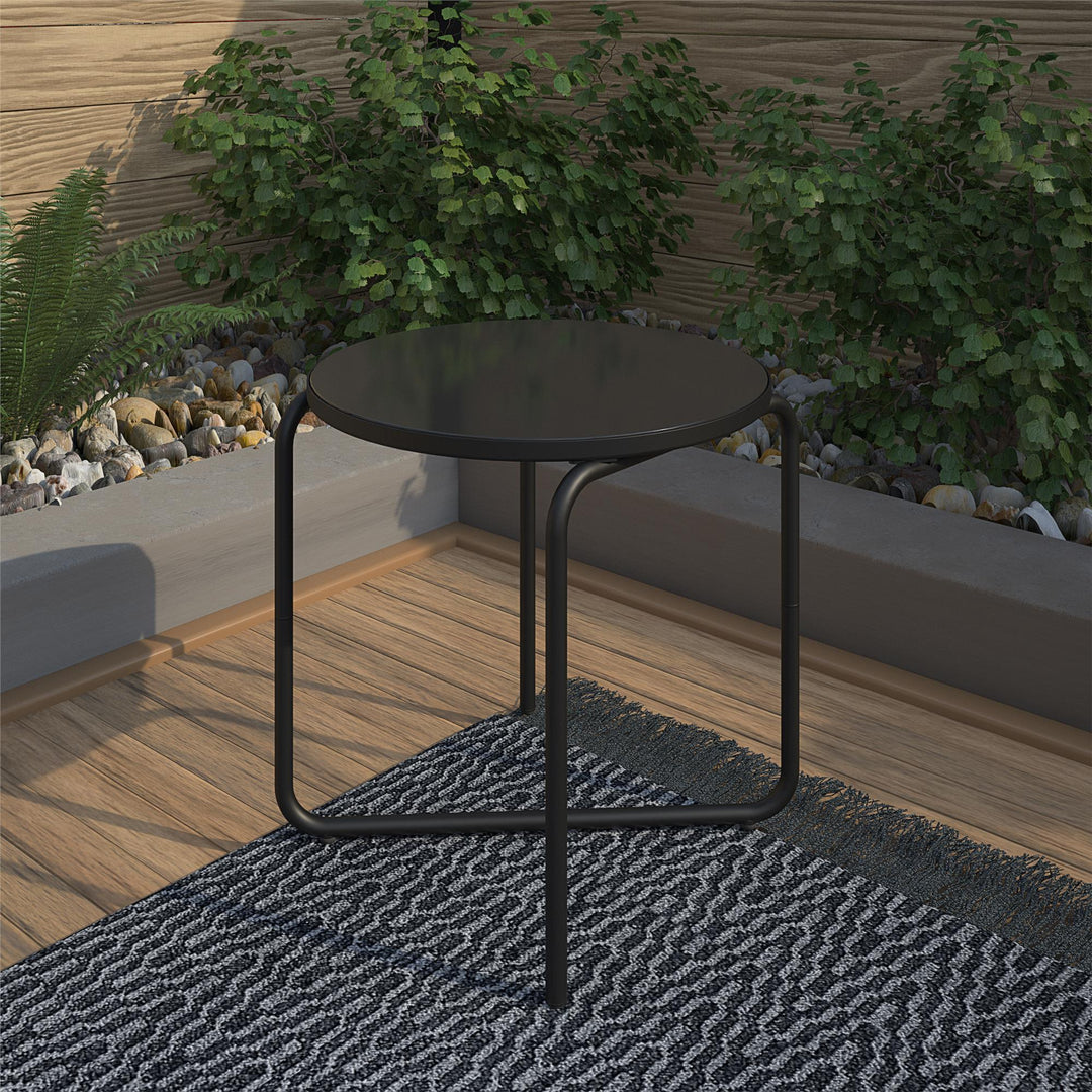Modern Outdoor/Indoor 18 Inch Round Glass Side Table - Dark Gray - 1-Pack