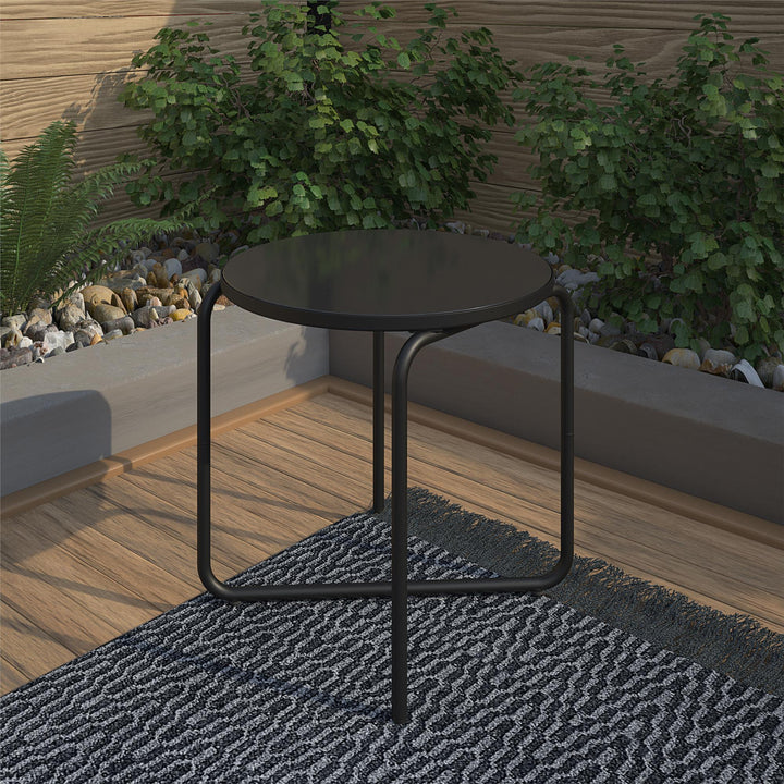Modern Outdoor/Indoor 18 Inch Round Glass Side Table - Dark Gray - 1-Pack