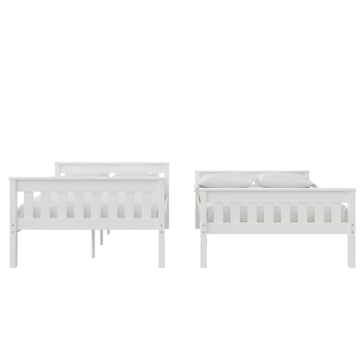 Moon Full-Over-Full Wood Bunk Bed with USB Port and Integrated Ladder - White