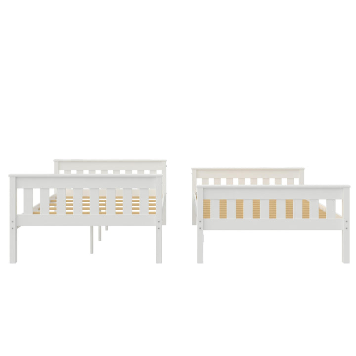 Moon Full-Over-Full Wood Bunk Bed with USB Port and Integrated Ladder - White
