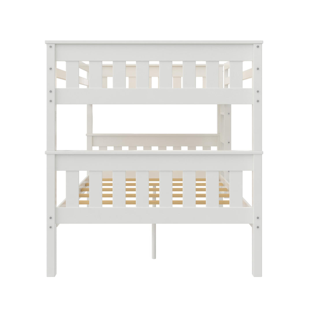 Moon Full-Over-Full Wood Bunk Bed with USB Port and Integrated Ladder - White