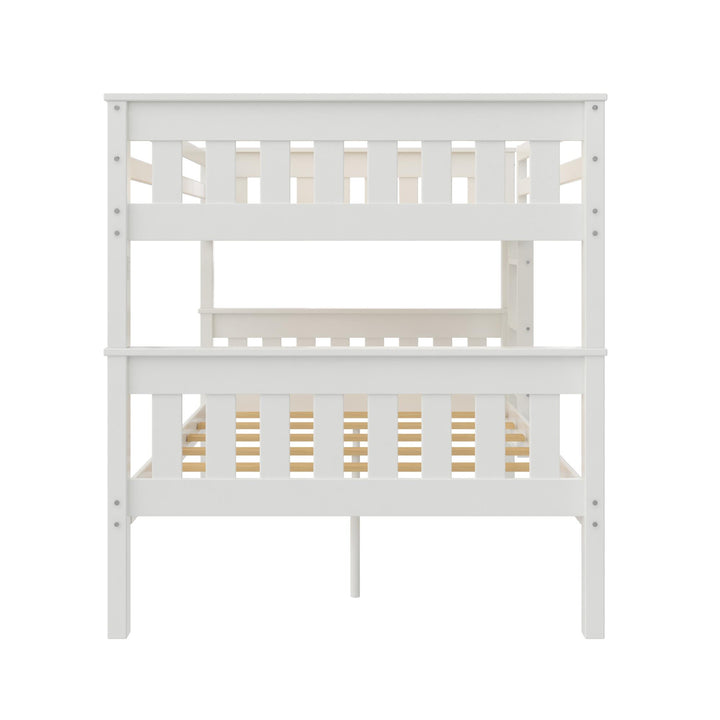 Moon Full-Over-Full Wood Bunk Bed with USB Port and Integrated Ladder - White