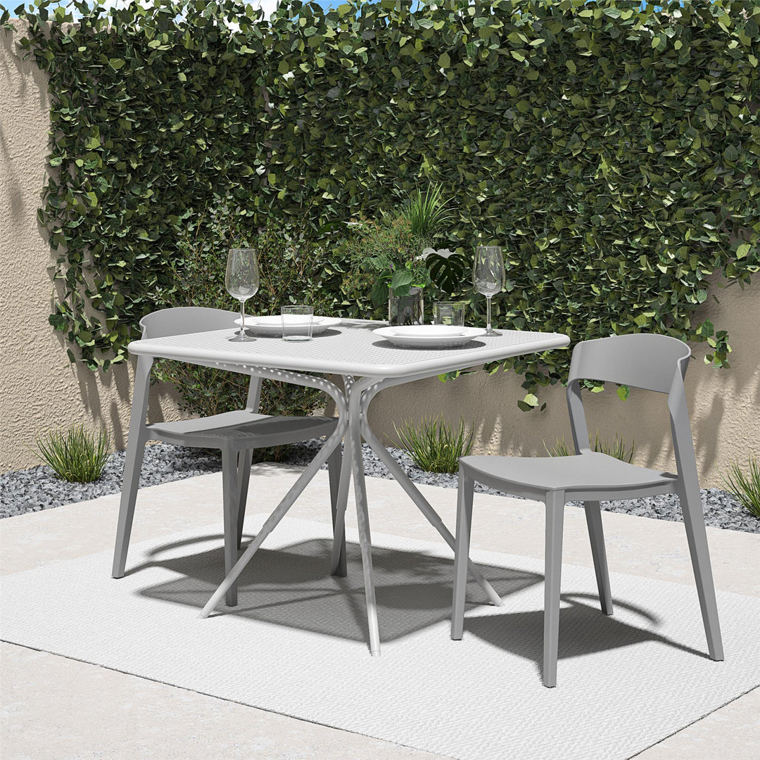 Outdoor/Indoor Resin Chair with Ribbon Back -  Gray 