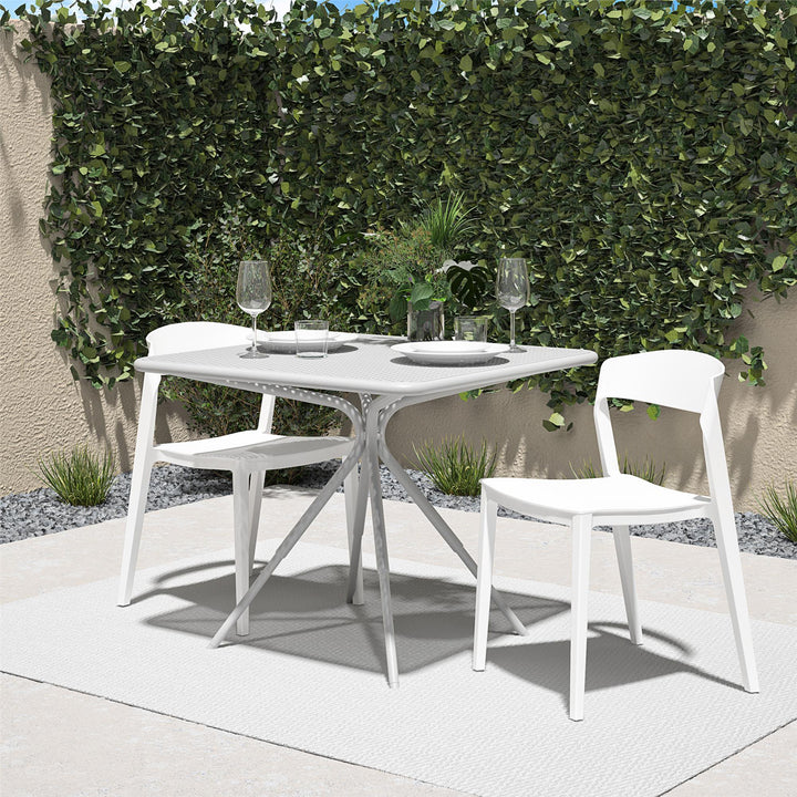 Outdoor/Indoor Stacking Resin Chair with Ribbon Back, Set of 2 - White - 2-Pack