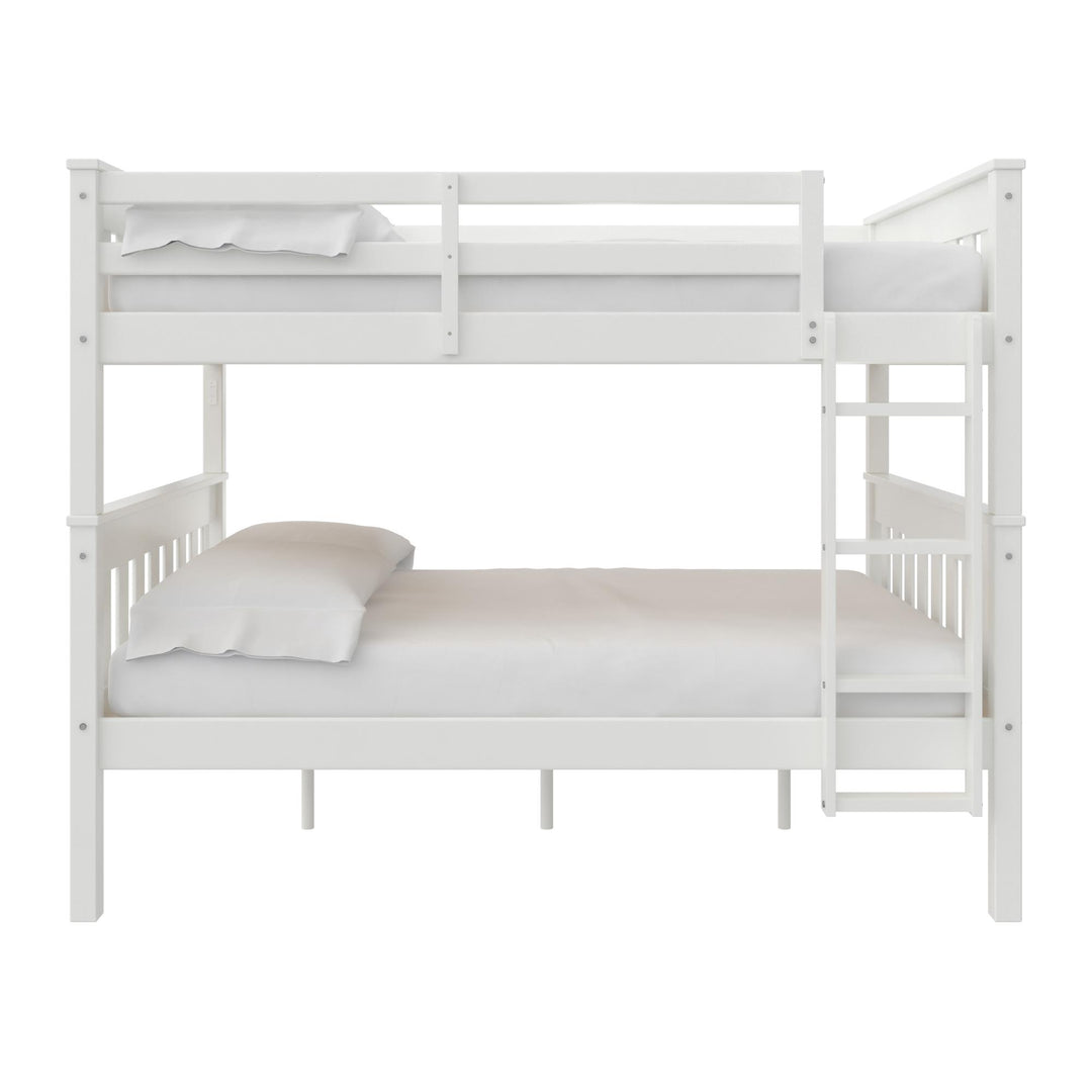 Moon Full-Over-Full Wood Bunk Bed with USB Port and Integrated Ladder - White