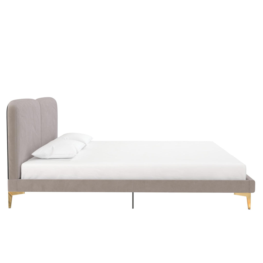 CosmoLiving by Cosmopolitan Coco Upholstered Bed, King, Taupe Velvet - Taupe - King