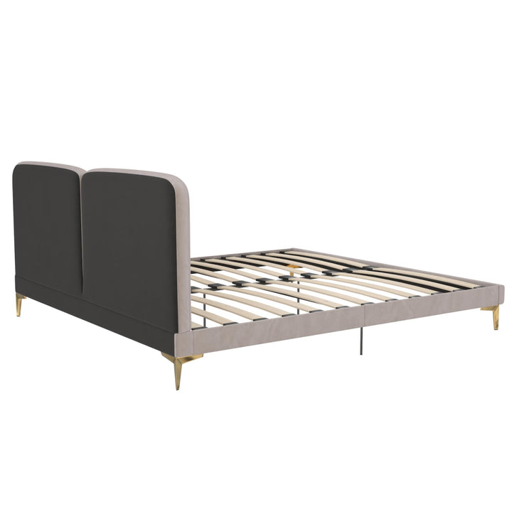 CosmoLiving by Cosmopolitan Coco Upholstered Bed, King, Taupe Velvet - Taupe - King