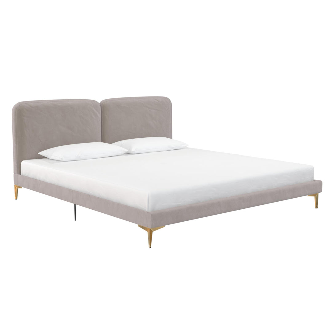 CosmoLiving by Cosmopolitan Coco Upholstered Bed, King, Taupe Velvet - Taupe - King