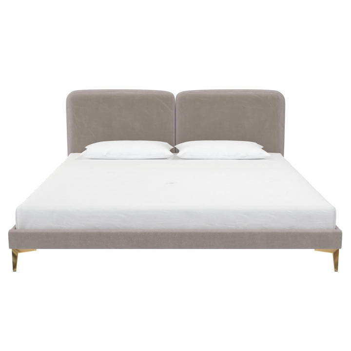 CosmoLiving by Cosmopolitan Coco Upholstered Bed, King, Taupe Velvet - Taupe - King