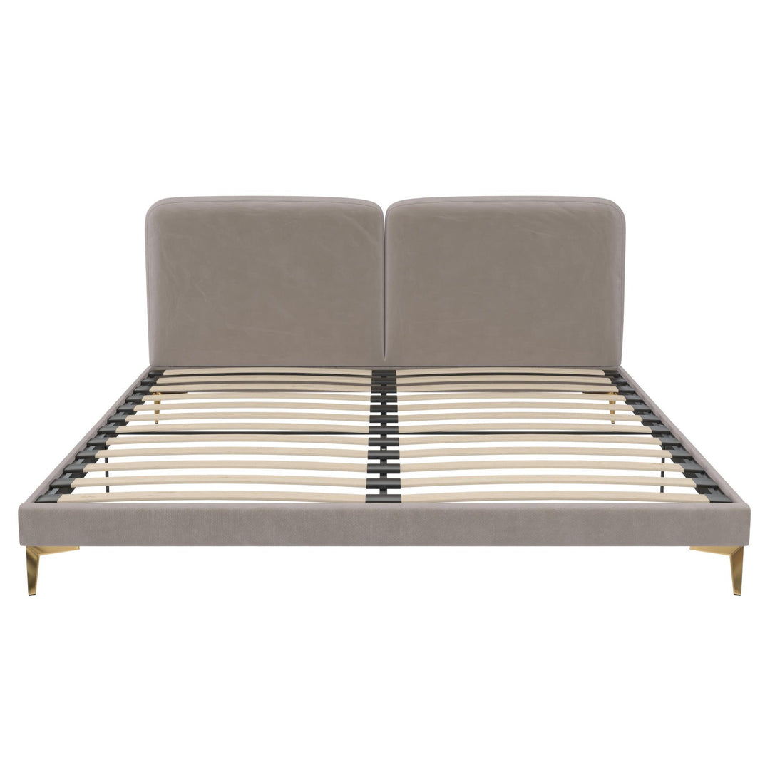 CosmoLiving by Cosmopolitan Coco Upholstered Bed, King, Taupe Velvet - Taupe - King
