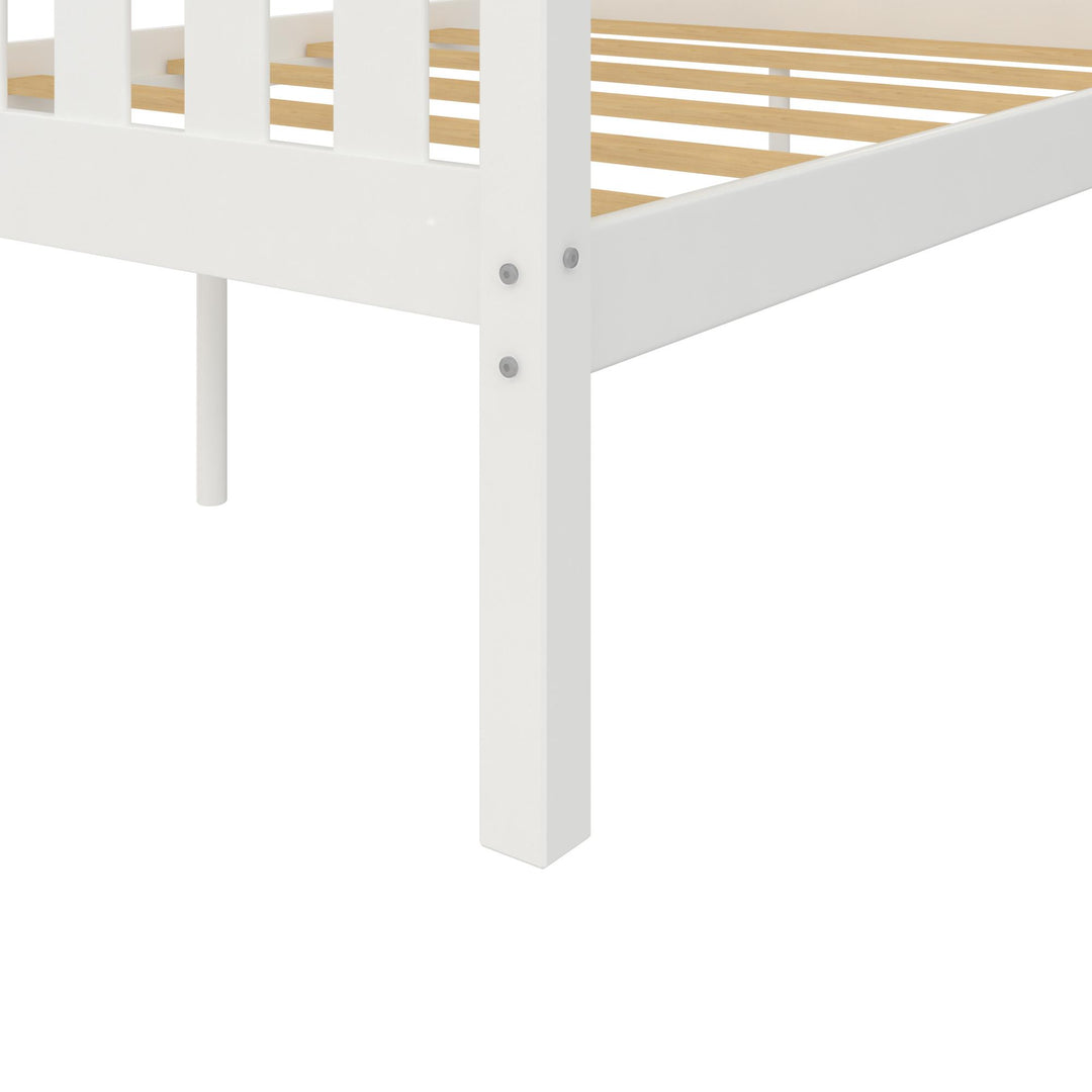 Moon Full-Over-Full Wood Bunk Bed with USB Port and Integrated Ladder - White
