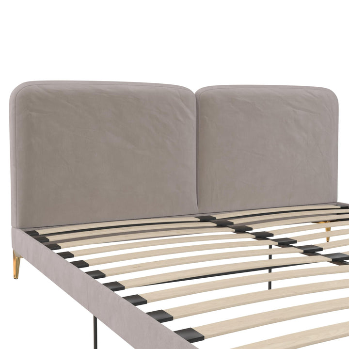 CosmoLiving by Cosmopolitan Coco Upholstered Bed, King, Taupe Velvet - Taupe - King