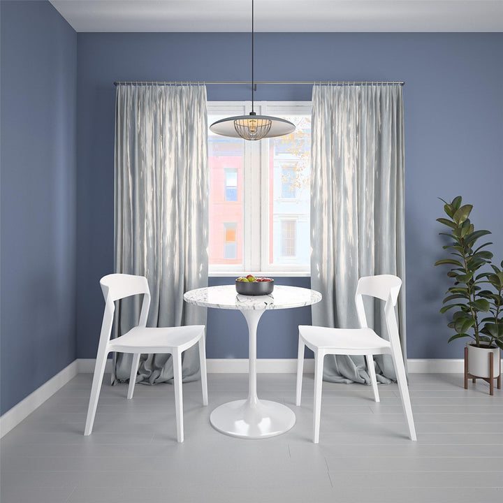 Outdoor/Indoor Stacking Resin Chair with Ribbon Back, Set of 2 - White - 2-Pack