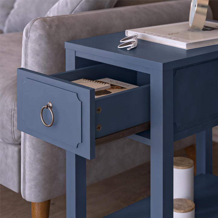 Narrow Bedside Table with Drawer -  Her Majesty Blue