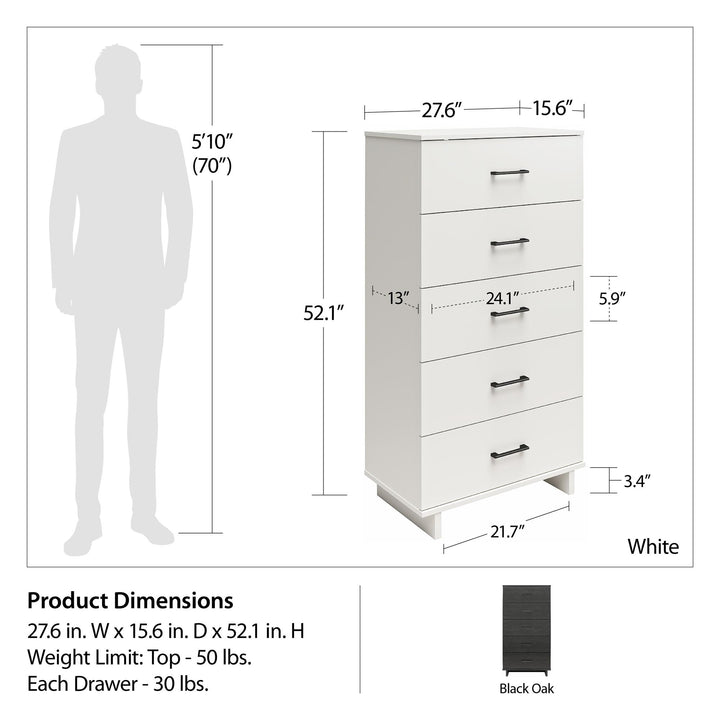 simply essential 5 drawer dresser - White