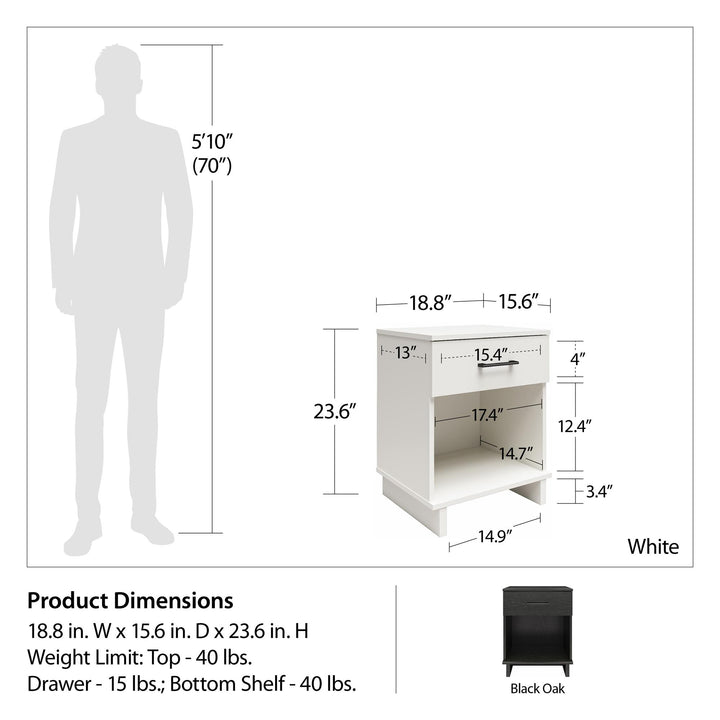 Southlander 1 Drawer Nightstand - White