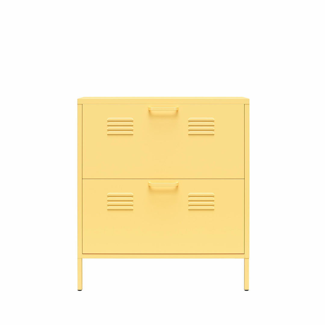 Cache 2 Door Locker Style Metal Shoe Storage Cabinet  -  Yellow
