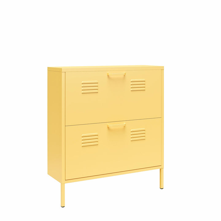 Cache 2 Door Locker Style Metal Shoe Storage Cabinet - Yellow