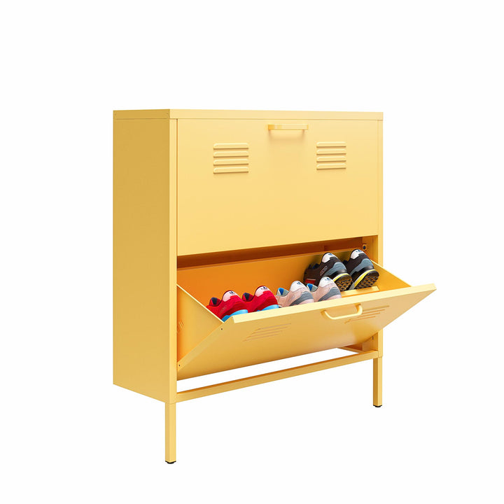 Cache Solid Metal Shoe Storage Cabinet -  Yellow