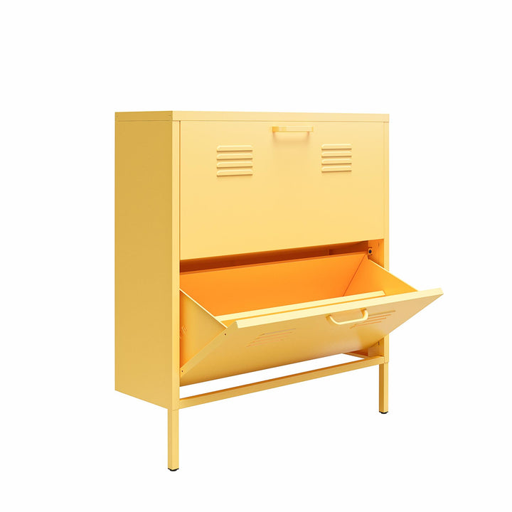 Cache 2 Door Locker Style Metal Shoe Storage Cabinet - Yellow
