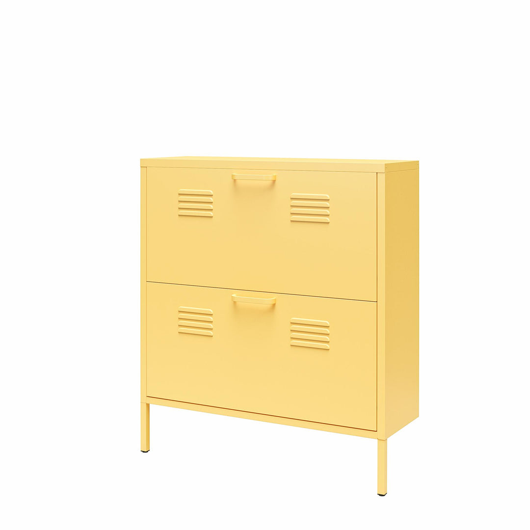 Cache 2 Door Locker Style Metal Shoe Storage Cabinet - Yellow