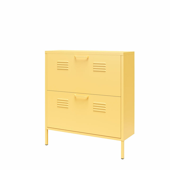 Cache 2 Door Locker Style Metal Shoe Storage Cabinet - Yellow
