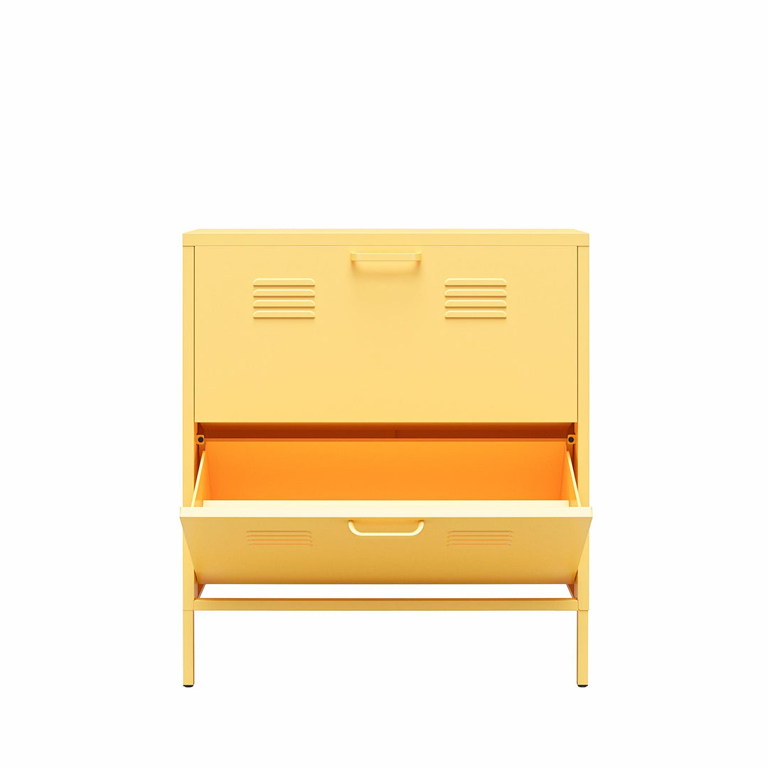 Cache 2 Door Locker Style Metal Shoe Storage Cabinet - Yellow