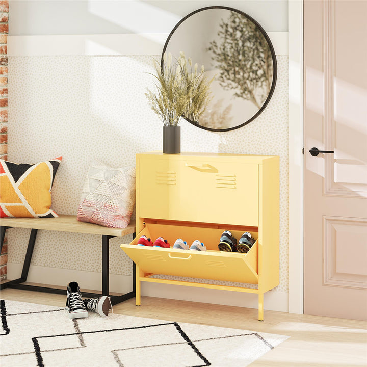 Cache 2 Door Locker Style Metal Shoe Storage Cabinet - Yellow
