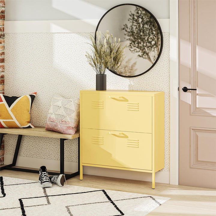 Cache 2 Door Locker Style Metal Shoe Storage Cabinet - Yellow